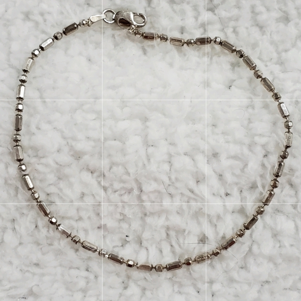 Vintage 925 Sterling Silver Dash Dot Anklet Ankle Bracelet
